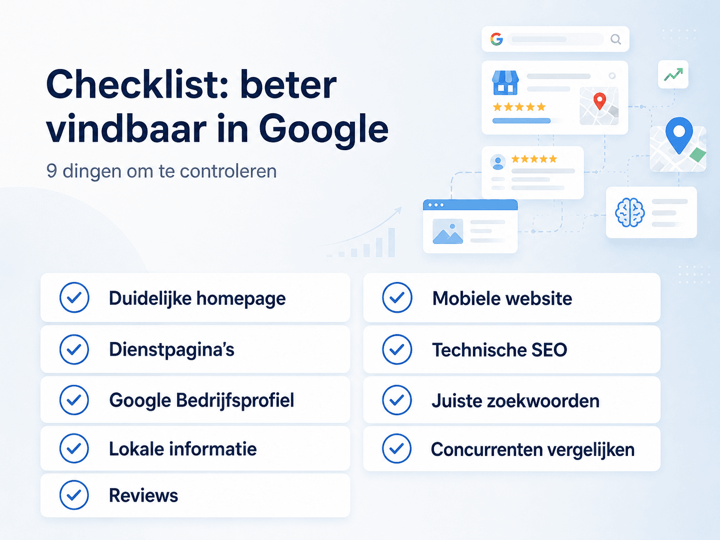 Checklist met 9 punten om je bedrijf beter vindbaar te maken in Google